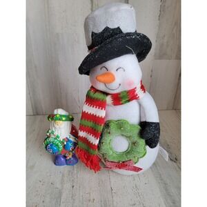 Rustic colorful Santa Claus figure plush snowman Xmas home decor set